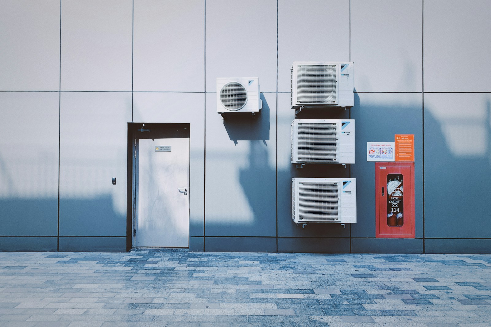 Wall-mounted air conditioning unit installed indoors